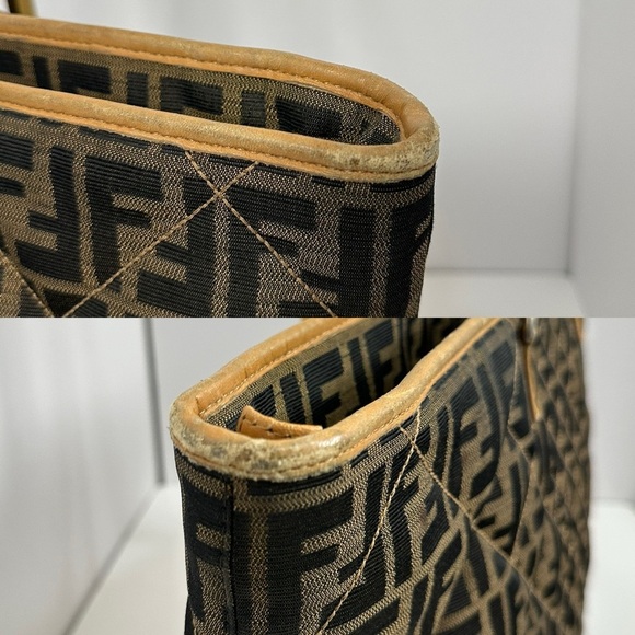 💯Authentic Fendi Brown Zucca Quilted Nylon Large Roll Tote🍀 - Picture 12 of 17